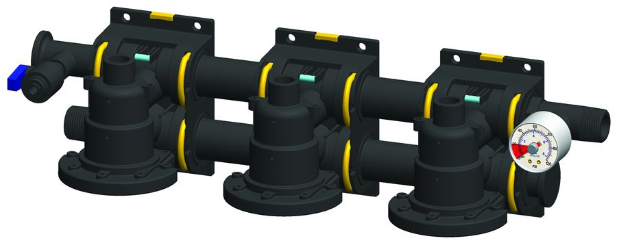 Aquamor BGX-C Triple filter manifold, part number 105224